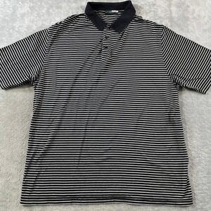 Canali Polo Shirt Mens 52 XL Black White Striped Preppy Casual Luxury Italy